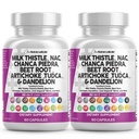 Rene Nutraceuticals Melk Thistle NAC Chanca Piedra Beet Root Artichoke Dandelion Root - Liver Cleanse Supplement Plus TUDCA Choline & Ginger - 2Pack