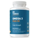 Dr. Tobias Omega 3 Fish Oil, 2000mg Trippel styrke med 800mg EPA 600mg DHA Per servering, Fish Oil Omega 3 Kosttilskudd for hjerte, hjerne og immun støtte, 90 Softgels, 45 Services