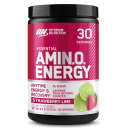 Optimum Ernæring Amino Energi - Før trening med grønn te, BCAA, Aminosyrer, Ketovennlig, Grønn Kaffe Ekstrakt, Energipulver - Jordbær Lime, 30 Servering (Packing May Vary)