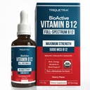 Bioaktive vitamin B12 5000 mikrog  Contains Inneholder 3 Bioaktive former B12 Plus Metylfolat kofaktor - Metyl B12, Adenosyl B12 & Hydroxy B12 | Sublingual Form, Berry Flavor, Organic, Vegan (60 Serveringer)