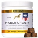 PetScy - Probiotiske Chews for hunder, probiotiske for hunder i alle aldre, størrelser og avl med prebiotiske fiber og ren omega-3 | forbedrer huden, coat og gut helse, 30 Chews