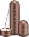Zannaki Metal Moisture bevis ukentlig Pille Organizer, Stackable Aluminum Alloy BPA Gratis reiseturer Vandtett og stor sammenligning til å holde piller, vitaminer, fiskeolje, kosttilskudd