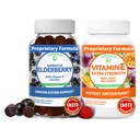 Lunakai Elderberry og vitamin E Gummies Bundle - immunstøtte Supplement med sink og vitamin C Plus 1000iu Naturlig VIT E Gummy for øye og hud helse
