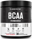 Jacked Factory BCAA pulver (Fermented) - 6g grened kjede essensielt Aminosyre Supplement for forbedret muskelgjenvinning, redusert tretthet, økt styrke, muskelvekst - 30 serveringer, fruktpunch