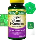 Super Vitamin B-Complex 100 Tabletter Diett Supplement Bundle Eksklusive bedre Ligth & Spring guide + ukentlig piller Organizer (3 elementer)