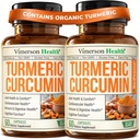 Gurkemeie Curcumin Supplement med svart pepper ekstrakt - høy potens organisk gurkemeie 1200 mg og 95% Curcuminoids for ledd og digestiv helse - felles støtte Supplement - 60 Curcuma Kapsler - 2 pakke