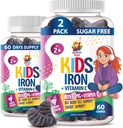 SUNNY SAM jern gummier for barn og tenåringer - 10 mg vitaminer med vitamin C - lavsugar Chewable Iron Gummy Supplement for immun støtte, støtter rødt blodcelle produksjon for barn og tenåring jenter