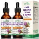 2 Pack Liver Health Fluid Drops - 2000mg Melk Thistle, Dandelion Root, Artichoke, Silymarin Extract, & Turmeric Herbs - Vegan, Ikke-GMO - 4 Fl Oz (120ml)