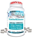 Bio Absorb Nattokinase Supplement. 100 mg, 2000 FUs. 6-måneders forsyning. Ikke-GMO Natto Extract Enzyme (180 Veggie Caps)