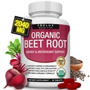 Organic beet Root Powder Tabletter - 2040mg Naturlig Nitric Oxid Bees til støtte, Energi, Svart Pepper Bedre absorpsjon, Ikke-GMO, for menn kvinner, 90 tabletter