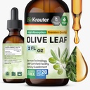 BIO KRAUTER Olive Leaf Extract Liquid - Olive Leaf Tinktur for immunstøtte - alkohol og sukker gratis - Vegan Drops 2 Fl.Oz.
