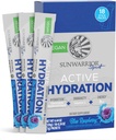 Sunwarrior Hydration Powder Electrolyte Packets Powder B12 Elderberry | Blå bringebær Flavored 18 Stick Packs 126g Pouch | Vegansk og plantebasert sukkerfri