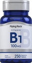 Piping Rock Vitamin B1 100mg 250 tabletter | Thiamin Supplement | Vegetarisk, ikke-GMO, Glutenfri