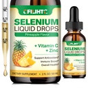 Selenium flytende dråper, 200mcg flytende Selenium Supplement med C-vitamin og sink, Støtte for immunsystem, Antioksidant og hjerte helse, høy absorpsjon, Pineapple Flavor, 2 Fl Oz