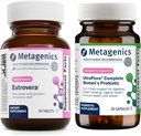 Metagenis HerWellness Estrovera (30 tabletter) & UltraFlora Komplet Kvinners Probiotiske (30 kapsler) - Hormonfri Menopause Support - Hjelp Digestive helse