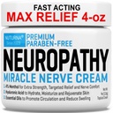 Neuropathy Nerve Relief Cream - Premium Nerve Cream 3X Action for målrettet relief og beroligende Nerve Comfort - Maks styrke med 4% Menthol Arnica MSM for føtter hender ben og tilbake - Stor 4 Oz