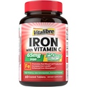 Jern Supplement, 65mg karbonyl jern med 250mg vitamin C, Mage vennlige jern piller for blodbygging kvinner og menn, høy absorpsjon, ingen amnesi, ingen slim, ikke-GMO, ingen gluten, 60 Vegan tabs