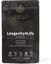 Longevity4Life - Ultimate Cellular Health Supplement - Fisetin, Taurin, Kalsium Alpha-Ketoglutarate, og Spermidine Kapsler for langvarighet og vitalitet - laget i USA - legeformulert