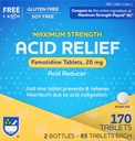 Ritt Aid Acid Reducer, Maksimal styrke Famotidin Tabletter, 20 mg - 2 flasker, 85 teller hver (170 teller totalt) | Heartburn Relief | Acid Reflux | Antacid Chews & Tabletter, Heartburn Chews & Tabletter