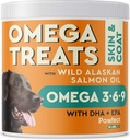 PAWFECTCHEW Omega 3 for hunder (60 Chews) - Alaskan Salmon Fish Oil behandler for hunder - Omega fettsyrer - Hud og Coat Supplement - Tørr kløende hud, Shedding & Allergy Relief