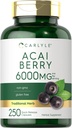 Carlyle Acai Berry Kapsler 6000 mg | 250 greve | Ikke-GMO & Glutenfri Acai Berry Extract