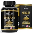 Organisk Shilajit med Fulvic Acid, Humic Acid, 85+ Minerals- Gold Grade Plus - Samme som Resin - Energi, Stamina, Brain Support - 120 Kapsler - laget i USA