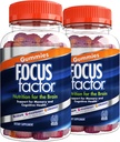 Focus Factor Nootropic Gummies, Minne Supplement for hjernen, Fosfatidyserin, Bacopa, Huperzine A, 60 greve, Pakke med 2
