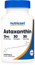 Nutricost Astaxanthin 12mg, 30 Softgels - Ikke-GMO og Glutenfri