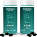 iwi liv Hjernen Omega-3, 120 Softgels (60 Serveringer), Vegansk Plant-basert Algae Omega-3 med EPA + DHA, Fokus, Minne og Mood Support Diett Supplement, Krill & Fish Oil Alternativ, Ingen Fishy Aftertaste
