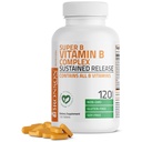 Bronson Super B-vitamin B-komplekset langsom frigivelse (Vitamin B1, B2, B3, B6, B9 - Folsyre, B12) inneholder alle B-vitaminer 120 tabletter