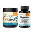 Sandhu's Bovine Colossrum pulver og magnesium Glycinate Lysinat Kapsler | Hjelper Gut, Immune Heath & Sleep Support