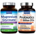Innen Vitality Magnesium Glucinat & Probiotika 120 milliarder Bundle, Ikke-GMO, Ingen Gluten Dairy Soja & Vegan, Magnesium (120 Caps) & Probiotic (30 Caps)