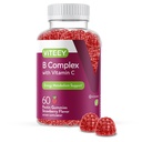 Viteey Vitamin B Komplekse Gummier med vitamin C - Energi, metabolisme og immun støtte - B6, B12, Niacin, Folinsyre, Biotin, Kalsium - Vegansk, Glutenfri - 60 Count