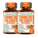 Turmeric Curcumin Supplement med Ginger Root for felles støtte, Digestiv & Gut Helse - Inneholder organisk gurkemeie curcumin med svart pepper (bioperine) for forbedret absorpsjon - 60 kapsler, 2 pakke