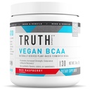 Sannhet Ernæring Vegan BCAA pulver- 2:1:1 Forhold Naturlig BCAA Aminosyrer pulver for energi, muskelbygging, post trening gjenoppretting drikke for muskel gjenoppretting (raud bringebær, 30 serveringer)