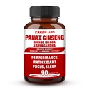 koreansk rød Panax Ginseng 750mg høyeste potens med Ginkgo Biloba og Ashwagandha, øke energi, minne og immunsystem - fokus Supplement piller for menn og kvinner, 90 vegansk kapsler