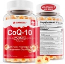 Sukkerfri CoQ10 Fyllt Gummies 250MG, Coenzym Q10 w/Magnesium Glycinate, Niacin No-Flush Vitamin B3, E & folsyre, høy absorpsjon CoQ10 for HEA-rt, Cellular Energi & Antioksidant
