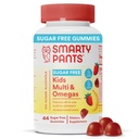 SmartyPants Kids Multivitamin Gummies, Sukker Gratis: Omega 3 (ALA), Vitamin D3, C, Vitamin B12, B6, A, K & Zinc for immunstøtte, Biotin, Erytritol Free, Jordbær Banan, 44 greve (22 dagers forsyning)
