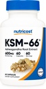 Nutricost KSM-66 Ashwagandha Root Extract 600 mg, 60 Veggie Caps - 5% Witanolides - med BioPerine - Full-Spectrum Root Extract