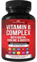 Divine Bounty Super B-kompleks vitaminer - Alle B-vitaminer inkludert B12, B1, B2, B3, B5, B6, B7, B9, Folsyre - vitamin B-tilskudd - Støtte Sunn energimetabolisme - 90 vegetariske kapsler