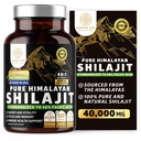 Pure Himalayan Shilajit Supplement for menn og kvinner, [40 000MG, Max styrke] inneholder 50% Fulvic Acid med over 85 spor Mineraler for å støtte energi, hjerne og immunitet, 120 Veg Caps