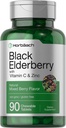 Horbaach Black Elderberry med vitamin C og sink | 90 Chewable Tabletter | Blandet Berry Flavor | Immune Support Complex | Vegetarisk, ikke-GMO og Glutenfri Supplement