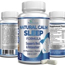 Naturlig rolig søvnhjelp med magnesium, L-Theanin, Melatonin, GABA, 5-Htp | søvnhjelp | Ikke-GMO - 60 kapsler