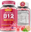 Metyl B12 Gummies 5000 mg/l-metylfolat, B6, Lions Mane Mushroom, CoQ10, PQQ, Magnesium Glycinat, Extra styrke Liposomal vitamin B12 Kompleks for energi, fokus, Brain & immunitet 1Pack