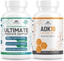 Beste Over-The-Counter Prostate Support - Prostate Health Supplement for menn (60 kapsler) + ADK 10 Vitamin Supplement + Olive olje for bedre absorpsjon (90 vegetariske kapsler)