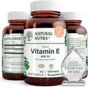 Naturlig Nutra Vitamin E 400 IE Supplement, Enrich Helse Næringsstoffer, fremmer hud helse, Forbedre hår og negler vekst, støtter kroppen fettnivå, hjelper hjerte helse og beskytter hud tekstur, 60 myke geler
