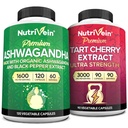 Nutrivein Premium Ashwagandha Kapsler & Tart Cherry Capsules Bundle: høyabsorpsjon Tart Cherry Extract og Ashwagandha Kosttilskudd for utvinning, balanse og vitalitet