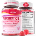 Vaginale probiotika Gummier for kvinner PH Balance, Odor Control med prebiotika, Cranberry, D-Mannose, fremmer feminin sunne Vaginal Flora, Urinal Tract, Yest, Digestiv støtte, sukkerfri,120Cts