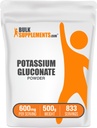 BulkSupplements.com Kalium Gluconat pulver - for Hydration Support, Mineral Supplement, Kalium 99 mg - Glutenfri, 600 mg per servering, 500 g (1,1 lbs) (Pack of 1)
