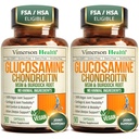 Glukosamine Chondroitin MSM – felles støttetilskudd for kvinner og menn med glukosaminsulfat 1500 mg, Chondroitin og MSM – for Cartilage, Joint Health and Flexibility – 2 Pack, Vegan